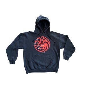 Game Of Thrones Targaryen Dragon Fire Hoodie Sweatshirt Size L Black Pockets